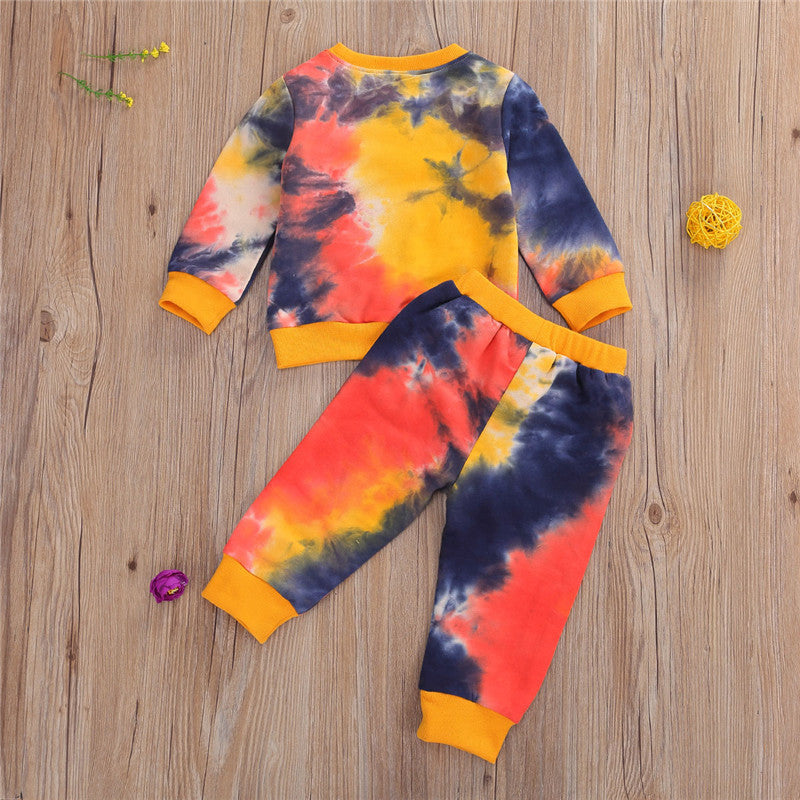 Tie-Dye Children Wear Set Toddler Long Sleeve O-neck Tops